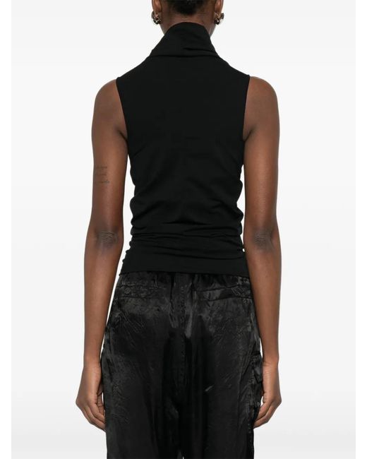 Rick Owens Black Draped Jersey Top