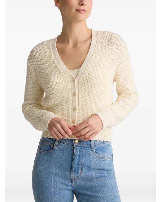 St. John White Perle Crepe Knit Cardigan