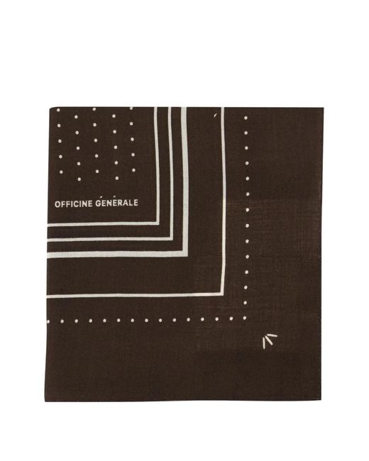 Officine Generale Brown Polka-Dot Wool Scarf