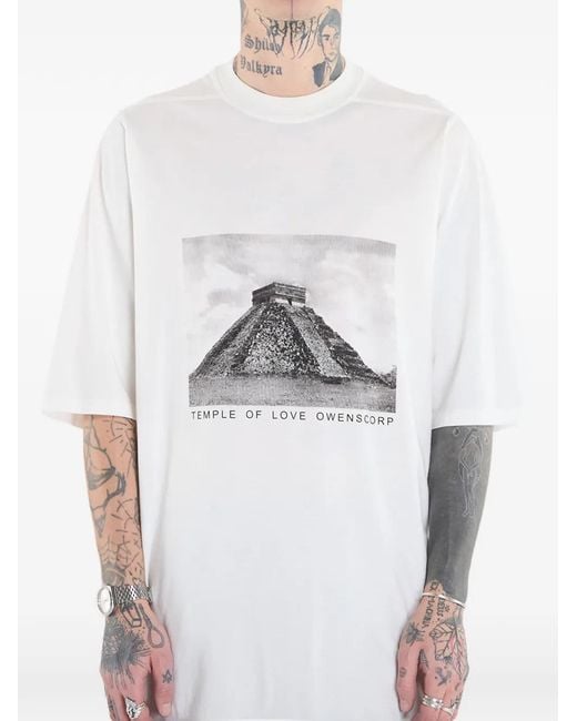 Rick Owens White Jumbo Ss Cotton T-Shirt for men