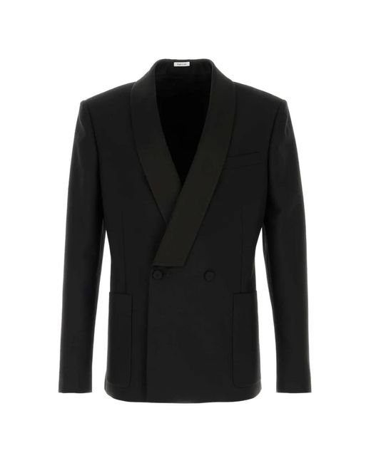 McQueen Black Double-Breasted Shawl-Lapel Blazer for men