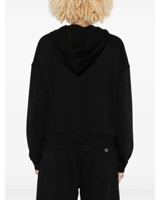 Liu Jo Black Embellished-Band Hoodie