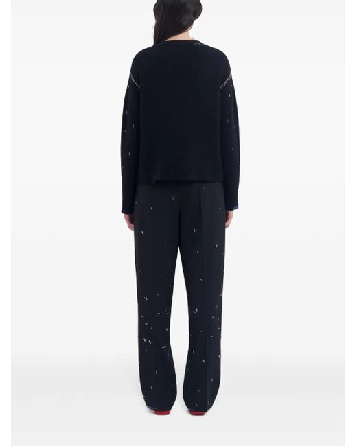 Marni Black Abstract-Pattern Print Trousers