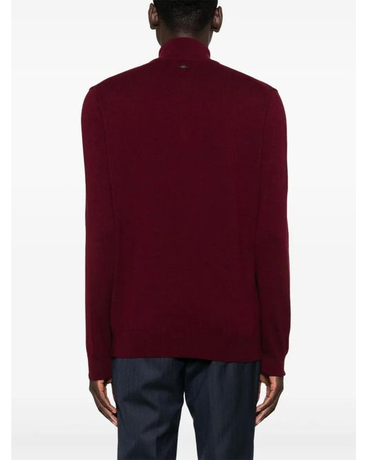Corneliani Red High-Neck Half-Zip Jumper for men