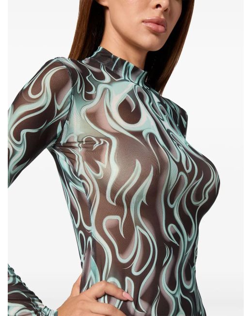 Philipp Plein Green Flame Minidress