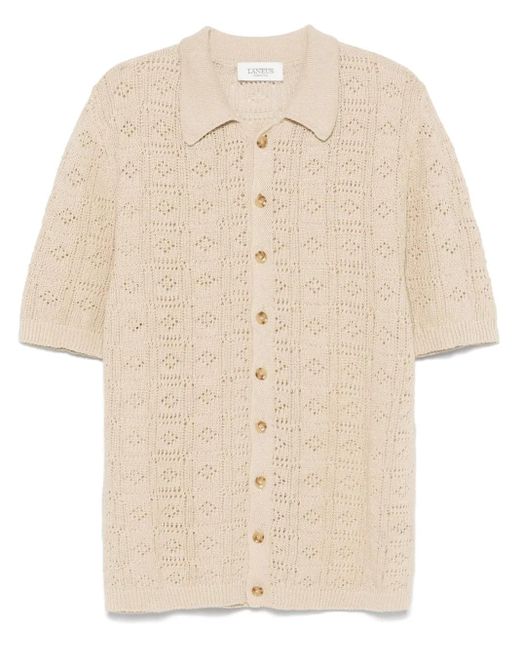 メンズ Laneus オープンニット シャツ Natural