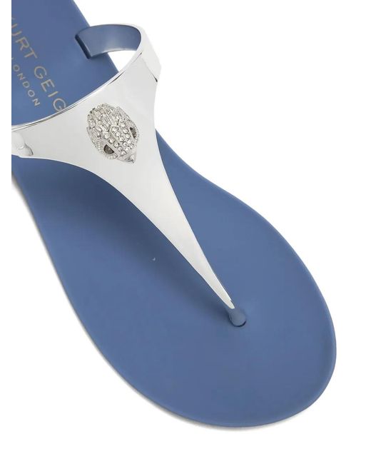 Kurt Geiger White Maddison Metallic-Detail Thong Sandals