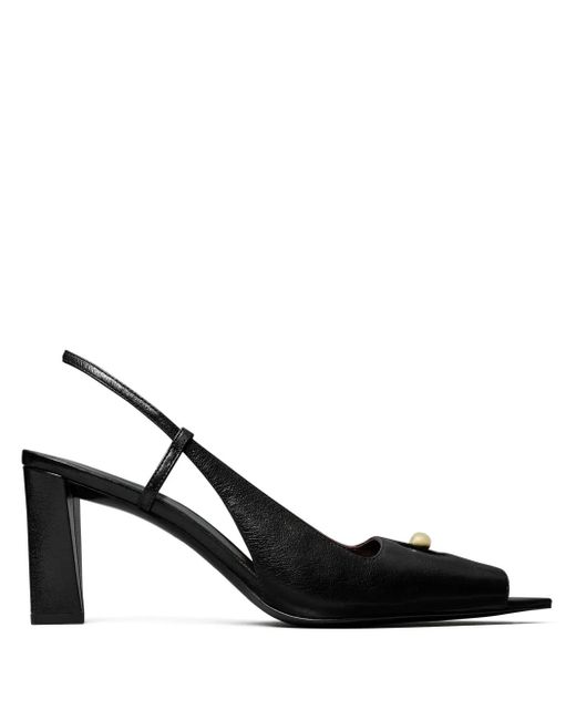 Tory Burch Black Pierced Peep-Toe Slingback