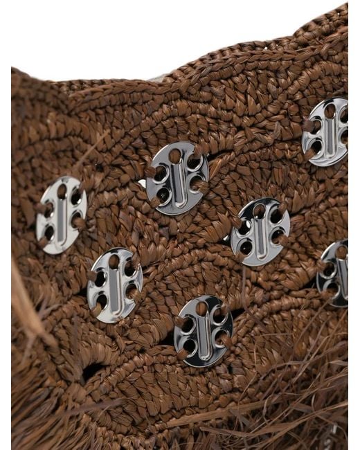 Rabanne Brown Crescent Moon Fringed Shoulder Bag