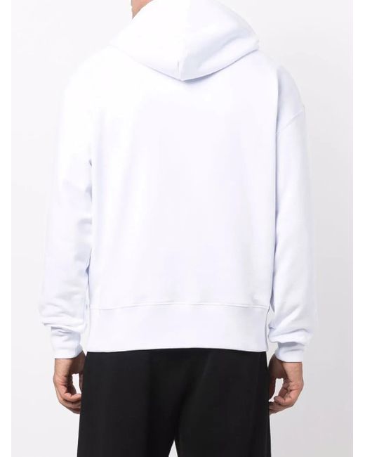 MSGM White High-Contrast Logo Hoodie for men