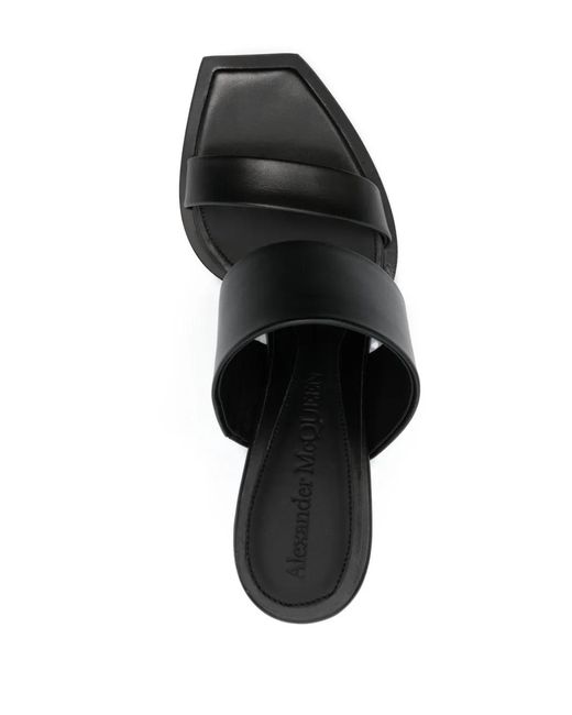 McQueen Black 105Mm Leather Sandals