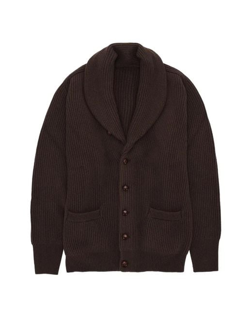 Fortela Brown Stoke Shawl-Collar Cardigan for men