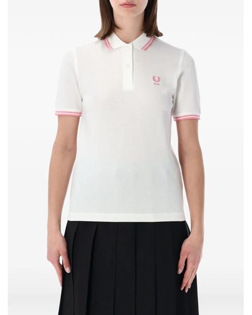 Comme des Garçons White X Fred Perry Logo-Embroidered Polo Shirt