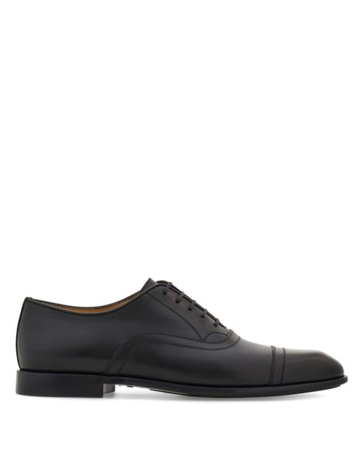 Ferragamo Black Toecapped Leather Oxford Shoes for men