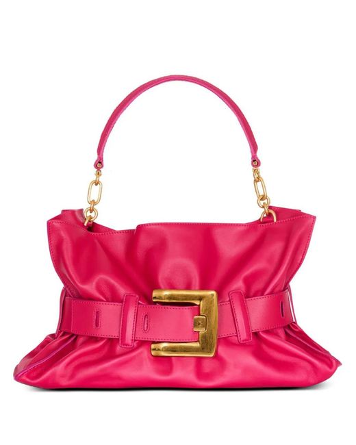 Balmain Pink Medium Anthem Letaher Shoulder Bag