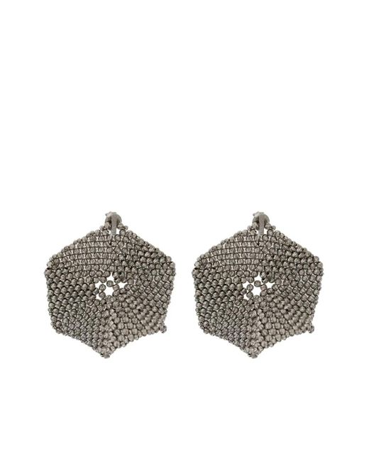 Brunello Cucinelli Gray Hexagon-Shape Earrings