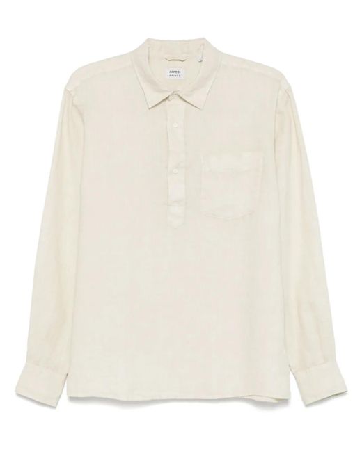 メンズ Aspesi リネンシャツ White