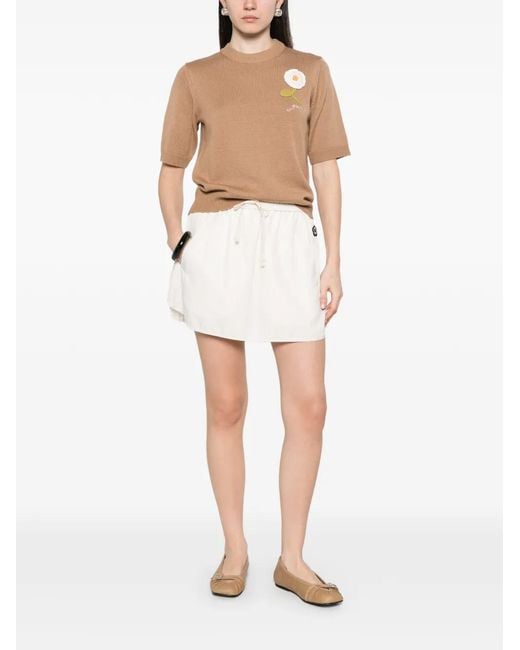 KENZO White Logo-Patch Drawstring Mini Skirt