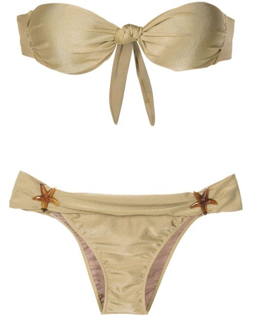 Adriana Degreas Natural Star-appliqué Strapless Swimsuit