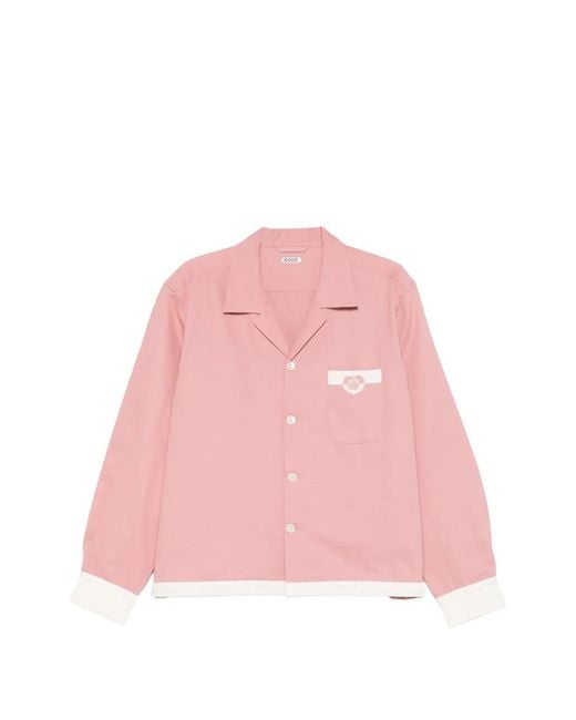 Bode Pink Camp-Collar Pocket Shirt for men