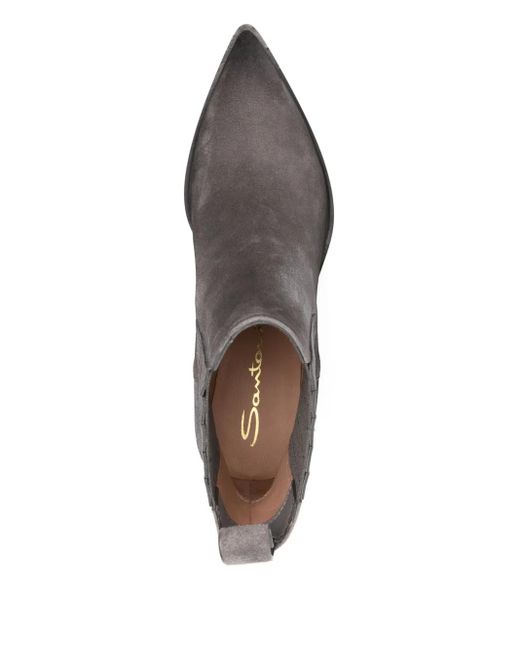 Santoni Brown 60Mm Pointed-Toe Suede Chelsea Boots