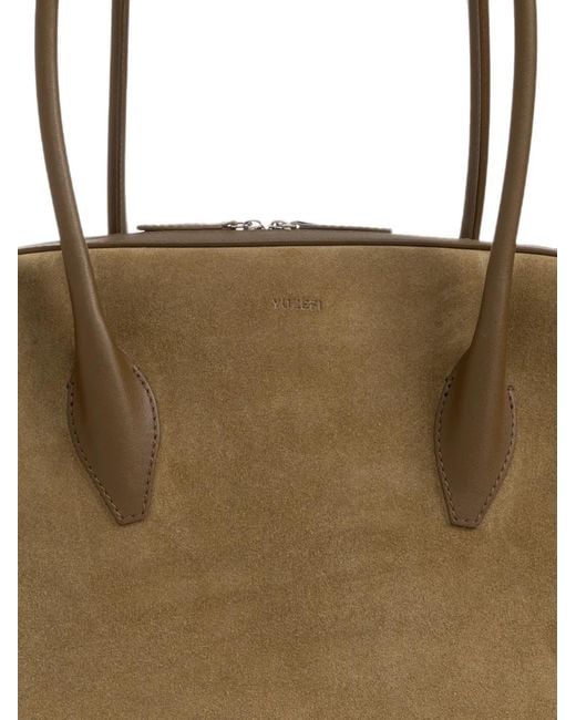 Yuzefi Metallic Brioche Duffle Suede Shoulder Bag