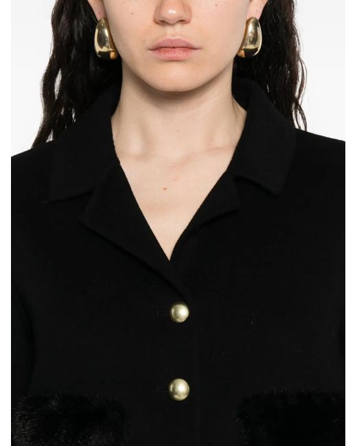 ERMANNO FIRENZE Black Detailed Buttoned Cropped Jacket