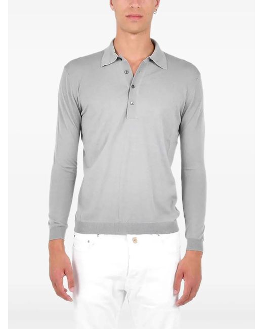 Low Brand Gray Long-Sleeve Polo Shirt for men