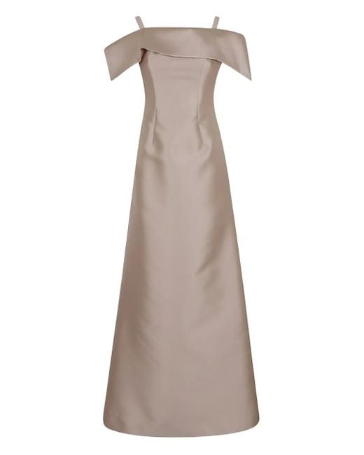 Alberta Ferretti Brown Floor-Length Mikado Maxi Dress With Off-The-Should