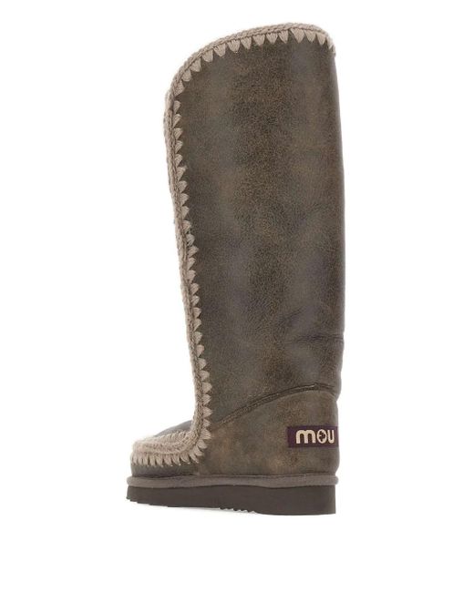 Mou Brown 40 Crocheted-Details Boots