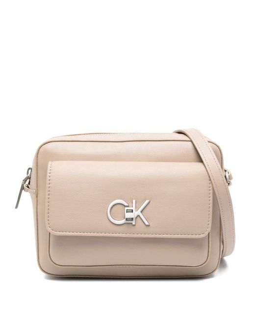Calvin Klein Natural Logo-plaque Leather Crossbody Bag