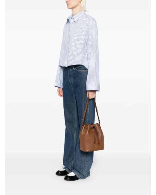 Bally Brown Leather Drawstring Bucket Bag