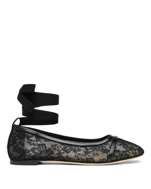 Malone Souliers Black Lace Sabina Ballet Flats