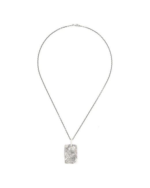 Yohji Yamamoto Metallic Engraved-Pendant Necklace