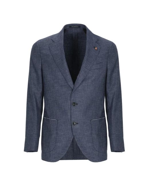 Latorre Blue Houndstooth Wool Blazer for men
