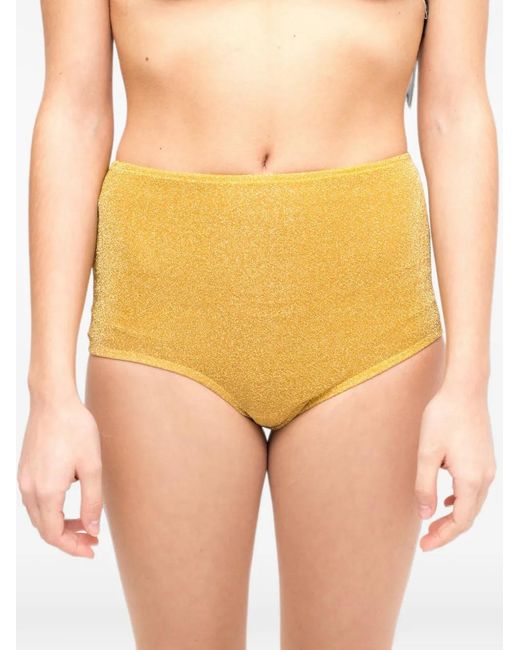 Laura Urbinati Yellow Glitter-Effect High-Waist Bikini Bottom