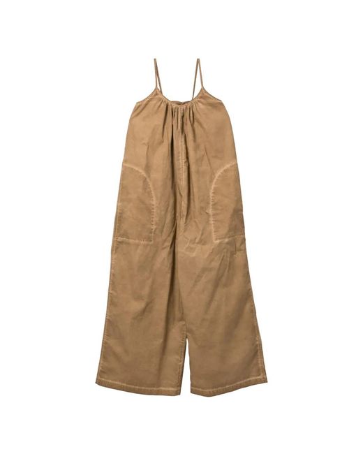 Uma Wang Natural Washed-Effect Wide-Leg Jumpsuit