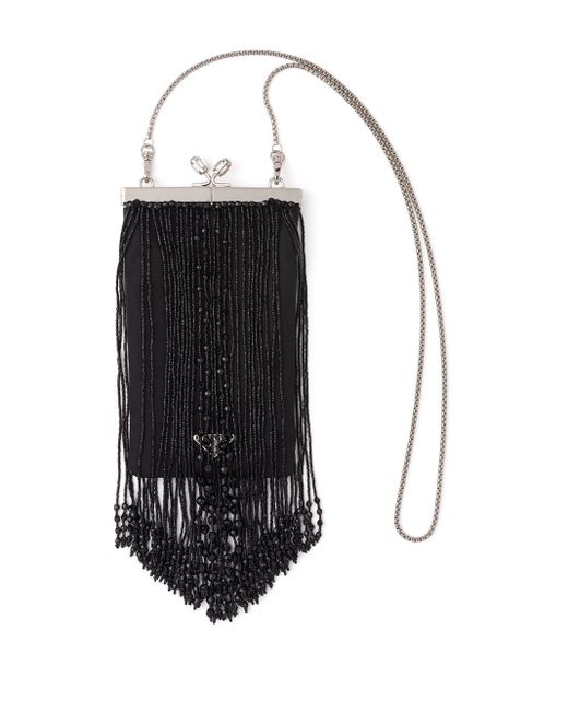 black fringe clutch bag