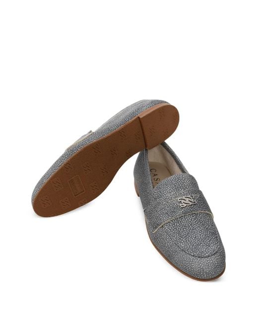 Casadei Gray Leather Loafers