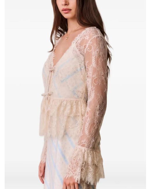 LoveShackFancy Natural Floral-Pattern Blouse