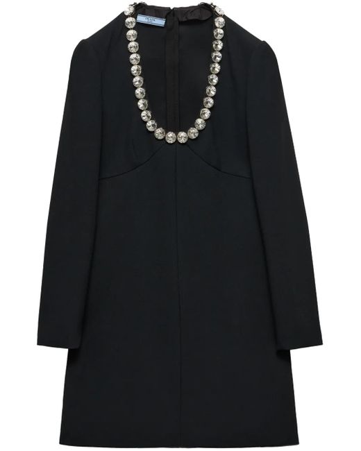 Prada Black Kleid Mit Glaskristallverzierung