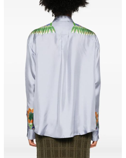 Pierre Louis Mascia White Floral-Print Long-Sleeve Shirt