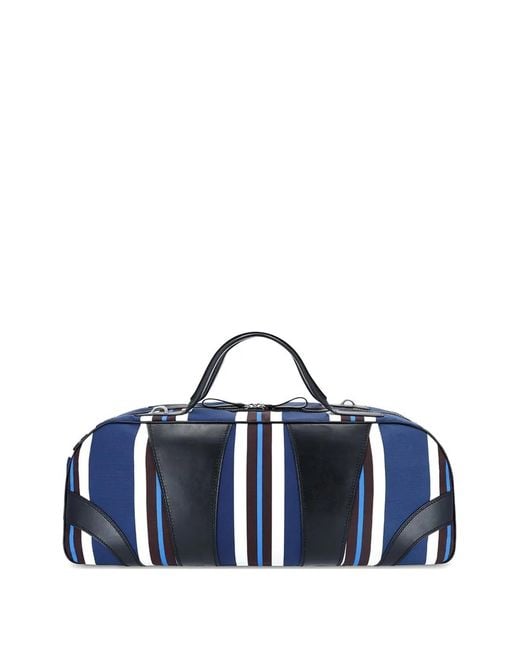 Dries Van Noten Blue Striped Handle Holdall for men