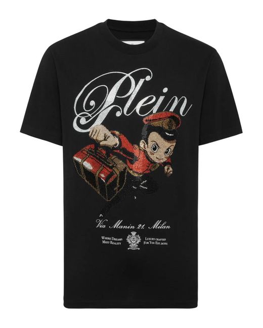 Philipp Plein Black Crystal-Embellished T-Shirt for men