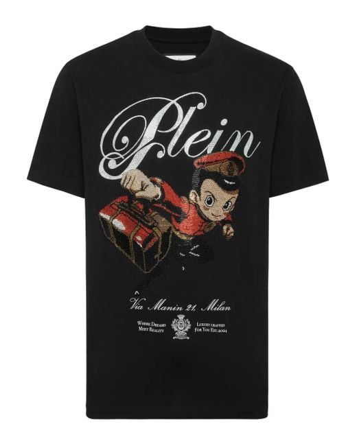 メンズ Philipp Plein ビジュートリム Tシャツ Black