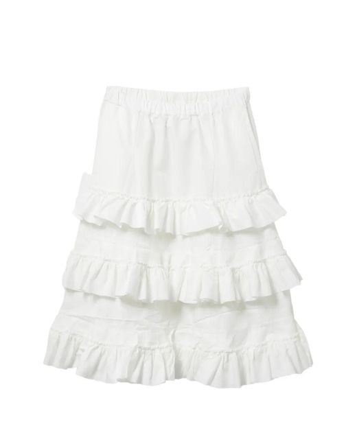 Comme des Garçons White Ruffled Tiered Skirt