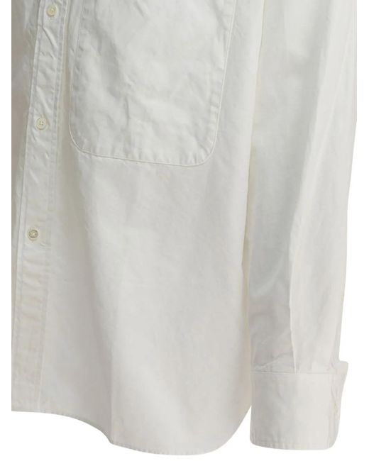 Beams Plus White Lisa Button-Up Chest-Pocket Shirt for men