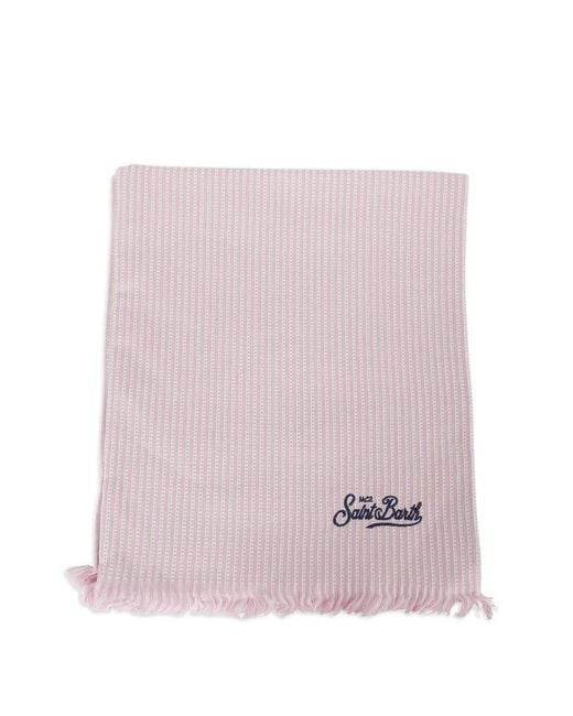 Mc2 Saint Barth Pink Striped Seersucker Beach Towel for men