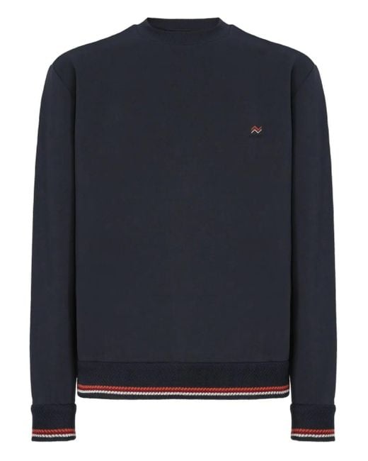 Missoni Blue Embroidered-Trim Crew-Neck Sweater for men