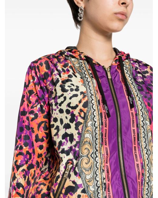 Just Cavalli Pink Leopard-print Hooded Jacket